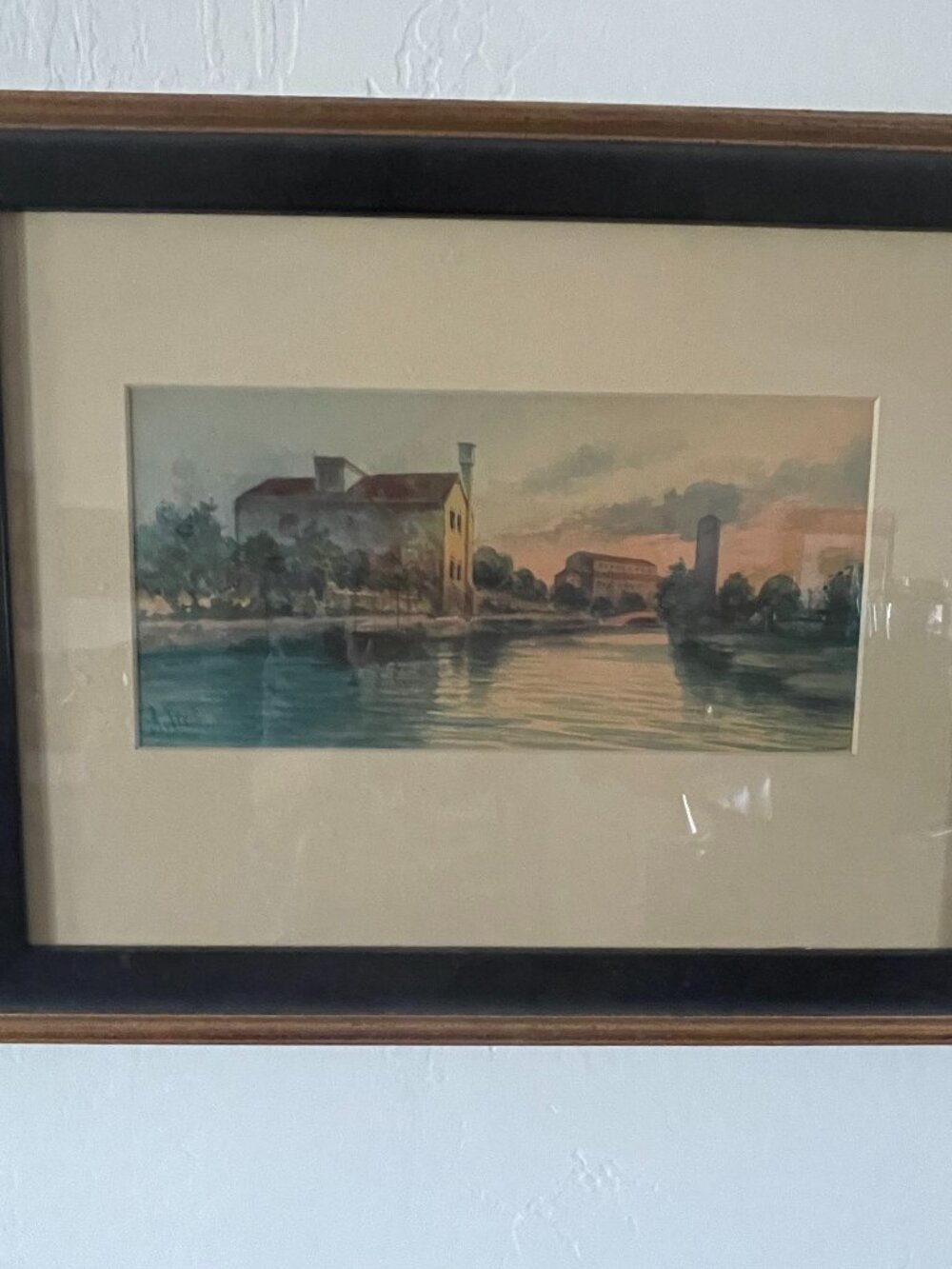 Vintage Watercolor on Paper of a Beautiful Country Scene Painting